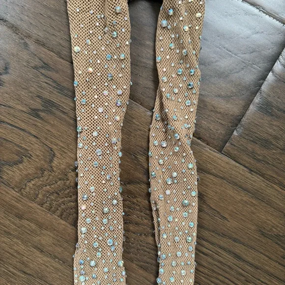 NEW Nude Rhinestone Fishnet Tights - Picture 4 of 5